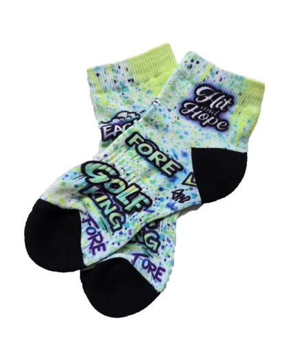 HIT AND HOPE Quarter-Socken – Graffiti Golf King White Green
