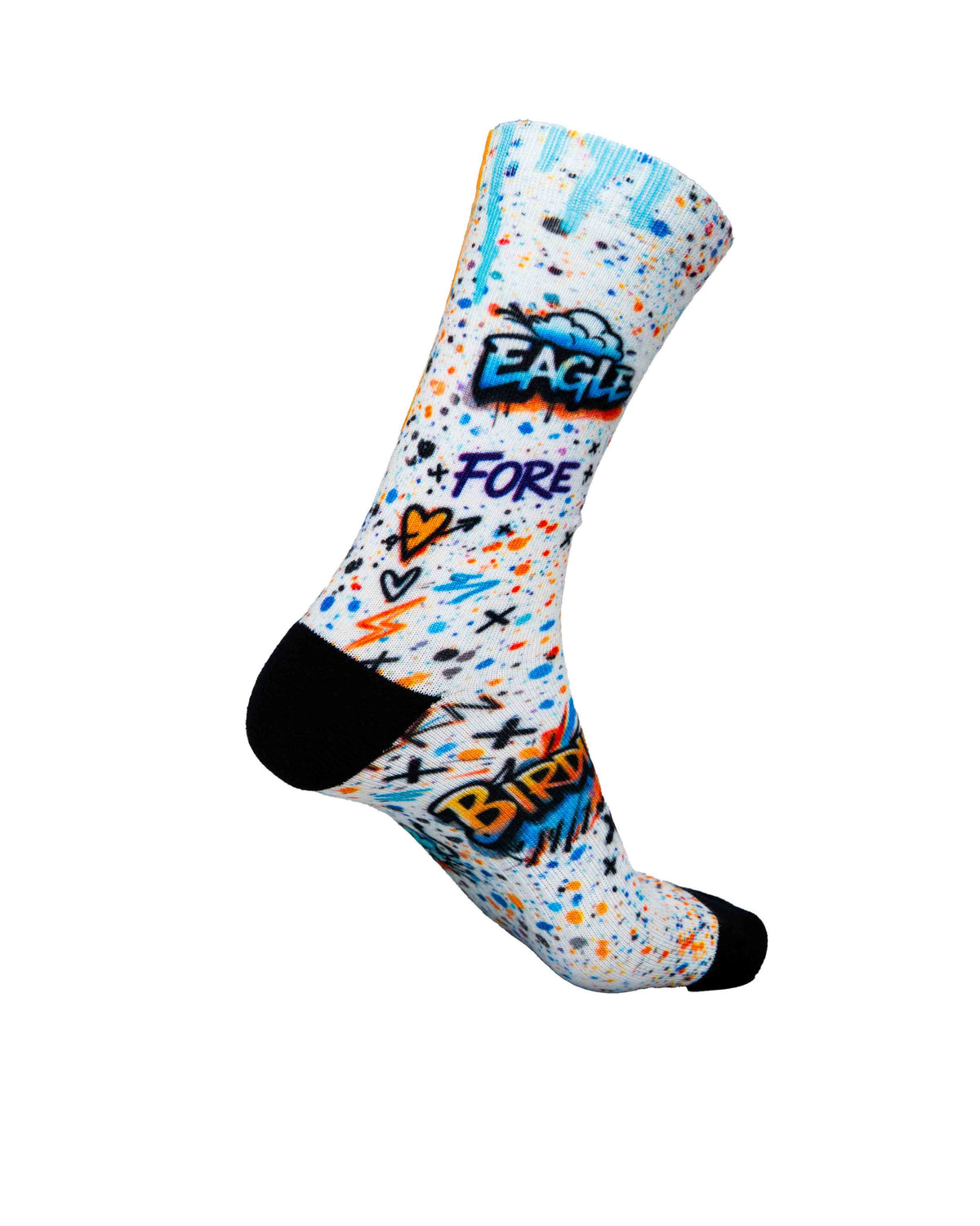 HIT AND HOPE Golfsocken – Graffiti Golf King White Orange